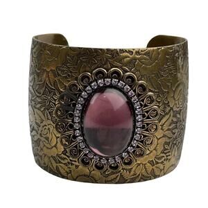 Liz Palacios SF Cuff Bracelet Wide Large Purple Glass Rhinestone Crystals
Ornate